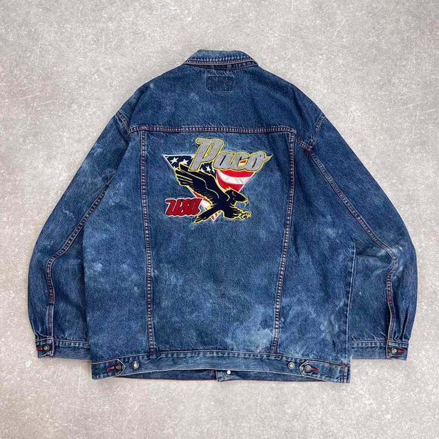 Embroidered Paco USA denim jacket XL