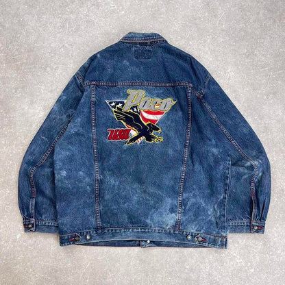 Embroidered Paco USA denim jacket XL