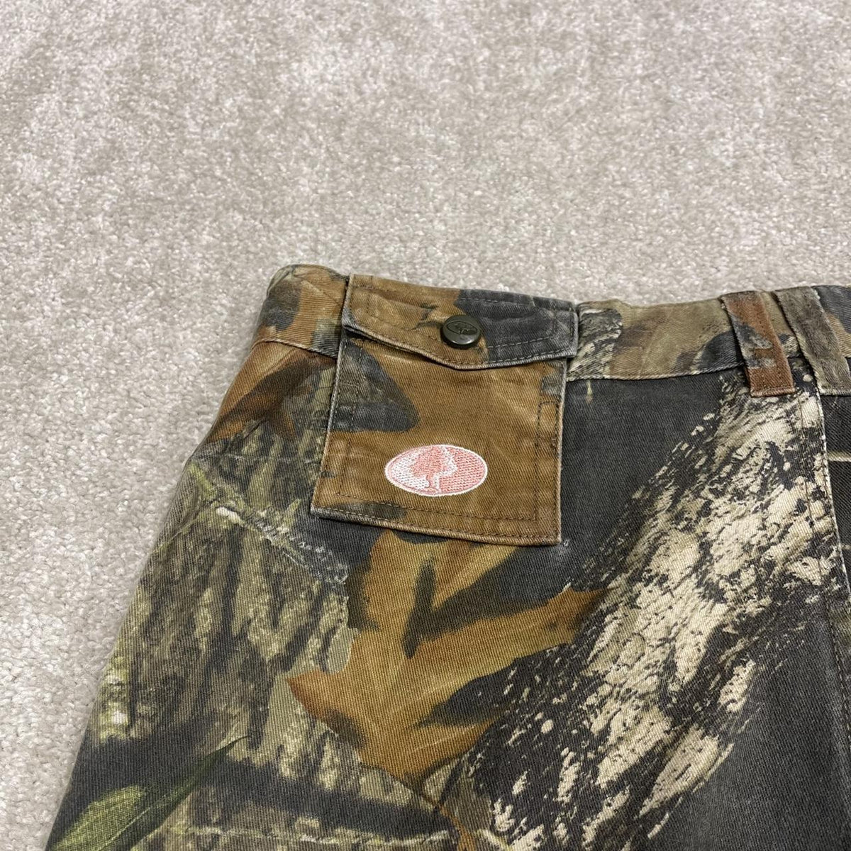 Mossy Oak baggy camo cargo pants y2k wide leg khaki Leaf camouflage utility hunting cargos