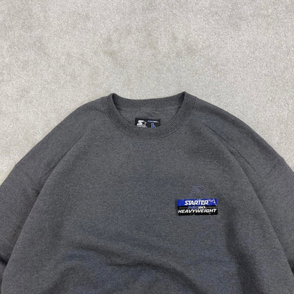 Grey Starter sweatshirt Large boxy y2k 00s style pull over jumper embroidered logo heavyweight