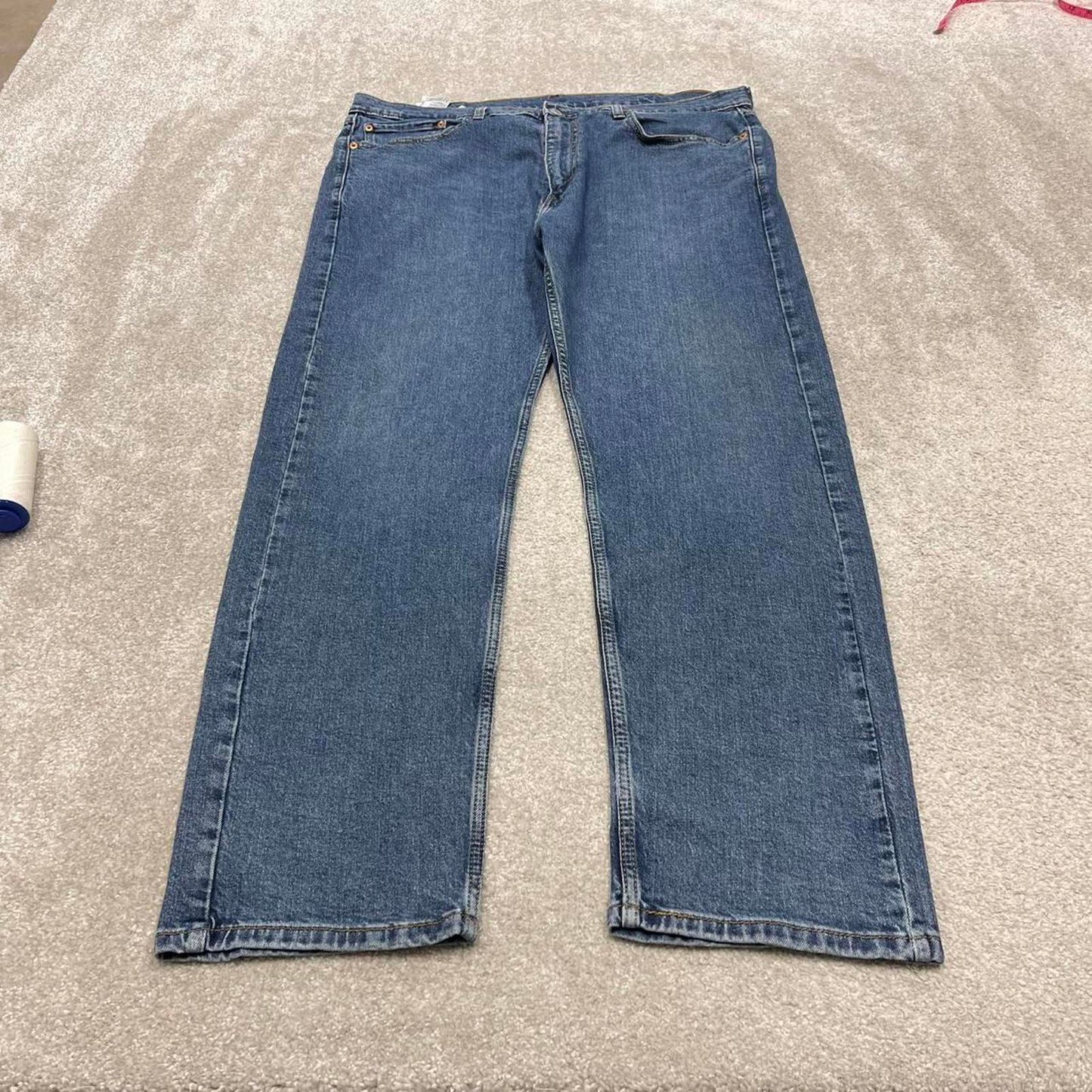 Levis 505 jeans y2k 90s style W38L30 red tab logo 5 pocket navy blue denim pants skater