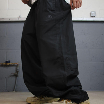 Starter baggy tracksuit bottoms black Y2K XXL Wide leg mesh lined drawstrings track pants