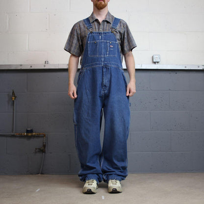 Vintage denim dungarees 00s USA works overalls blue Patch logo and adjustable straps