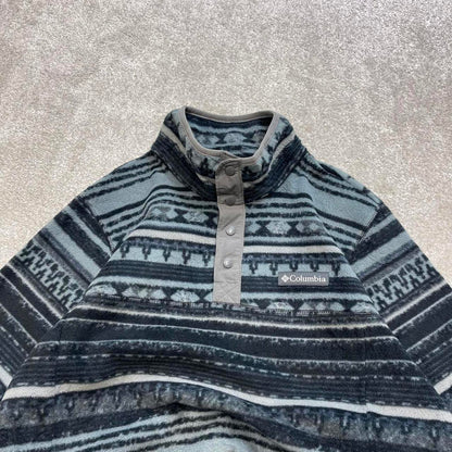 Patterned Columbia technical fleece Medium y2k style snap T autumn popper pull over