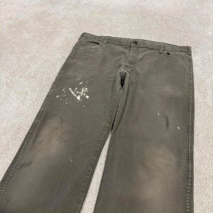 90s Dickies carpenter jeans workwear W40L32 00s skate style green canvasy worker cargos