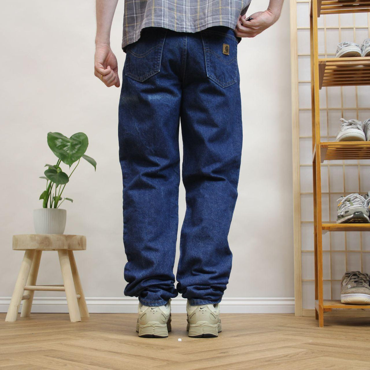 Vintage Carhartt jeans straight fit Y2K traditional fit thick blue denim work pants