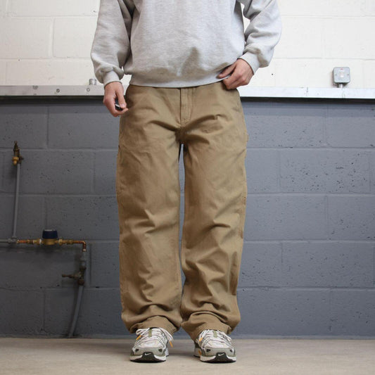Carhartt carpenter jeans work pants Khaki brown W38L32 Relaxed fit skate style workwear trousers