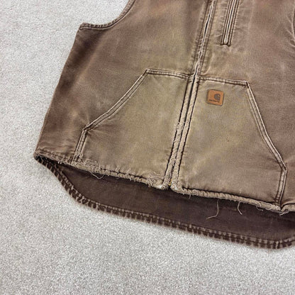 Brown vintage Carhartt gilet L sandstone canvas