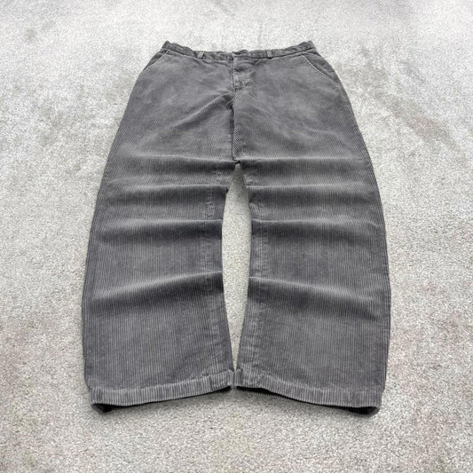 Vintage corduroy trousers wide wale grey Blancheporte W33L30 loose jumbo cord pants 90s skate