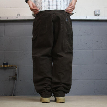 Brown denim carpenter jeans y2k loose W36L32 Lakin Mckey straight leg skater style work cargos