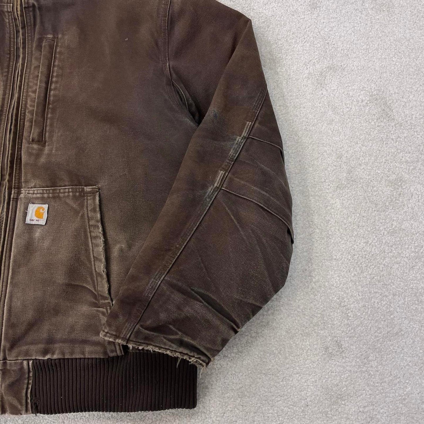 Faded brown Carhartt hooded active jacket 2XL canvas Full Swing work coat