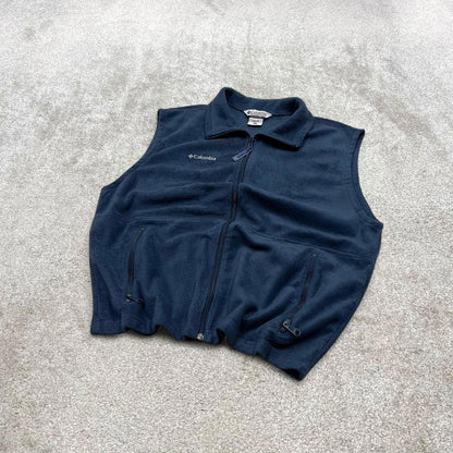 00s Columbia technical fleece gilet L men's navy blue full zip up y2k style autumn