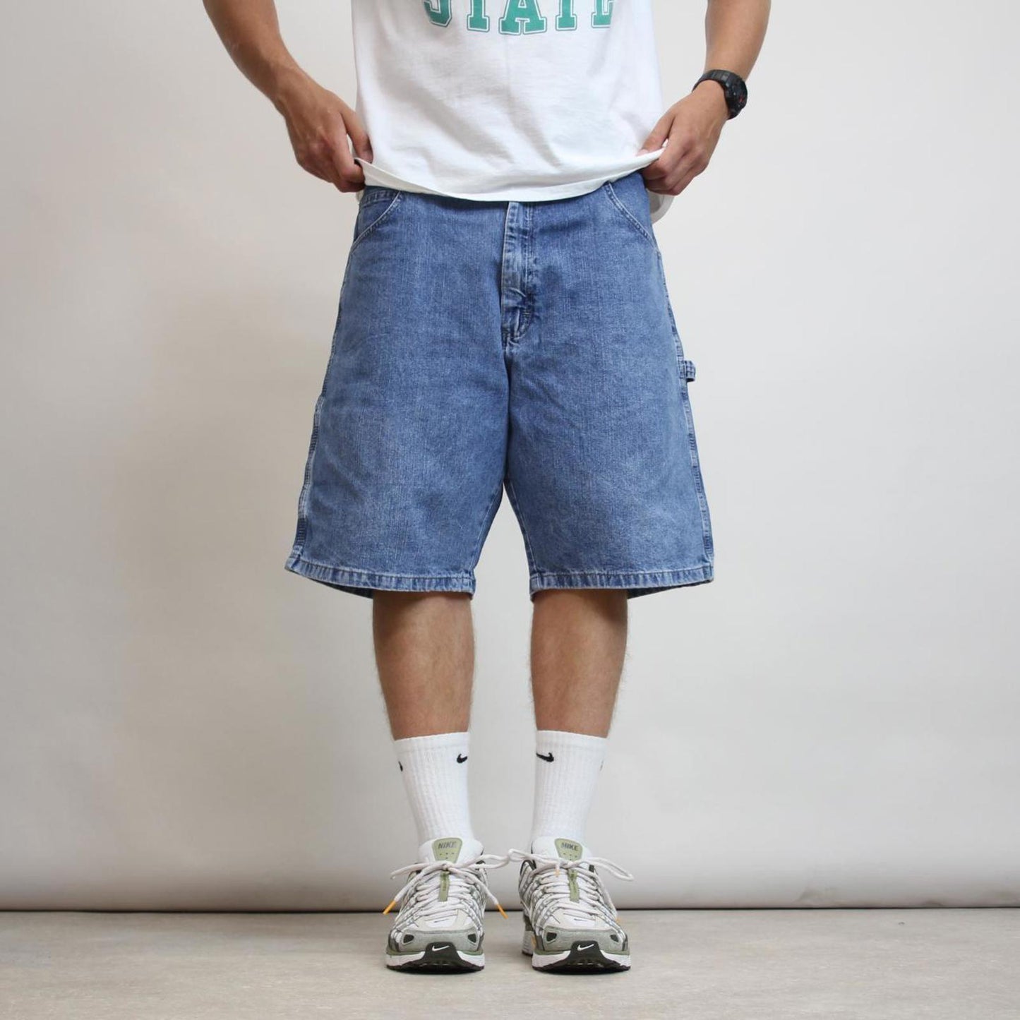 Mens baggy Wrangler carpenter jorts W38 loose denim cargo Y2K skater shorts
