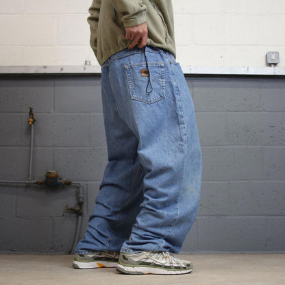 Vintage Carhartt jeans 90s skater style W46L32 blue denim 5 pocket workwear jeans 100% cotton