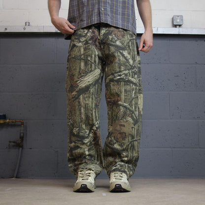 Vintage mossy oak realtree style camo pants khaki Loose straight leg tree camouflage trousers
