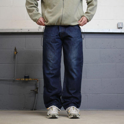 Vintage y2k embroidered Rocawear jeans blue Casual style 5 pocket straight leg denim pants