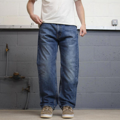 Blue Levis 505 jeans W38L30 blue loose straight leg y2k style pants red tab logo