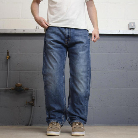 Blue Levis 505 jeans W38L30 blue loose straight leg y2k style pants red tab logo