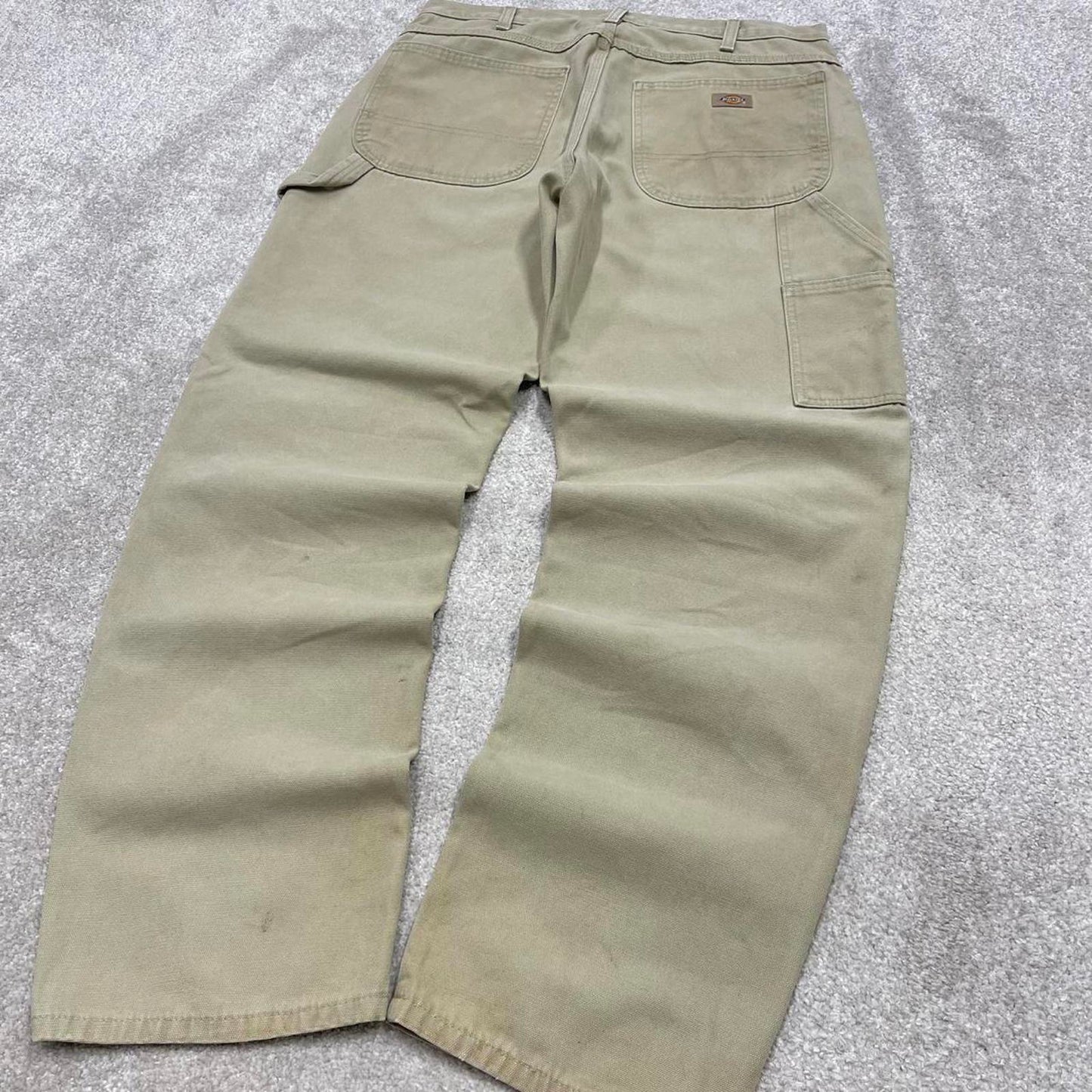 Beige Dickies carpenter jeans W33L32 loose baggy canvas cargo 90s skate style pants