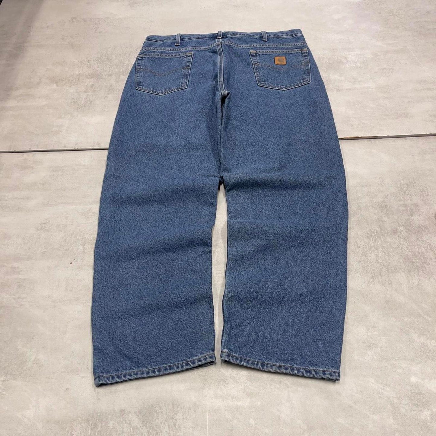Blue Carhartt jeans W38L30 vintage 90s style skater relaxed fit flannel lined pants