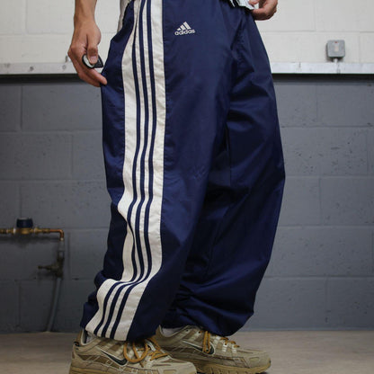 Vintage Adidas Team tracksuit bottoms navy Loose baggy y2k embroidered lined side stripe track pants