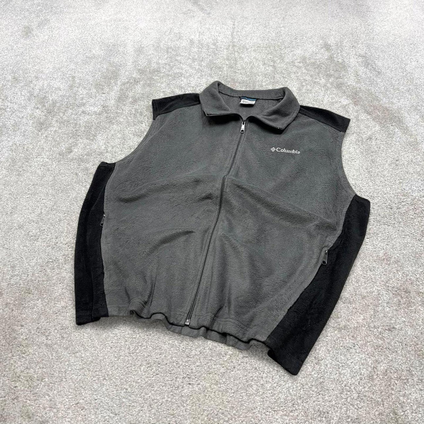 Grey Columbia technical fleece gilet XXL full zip up y2k style autumn 2 tone