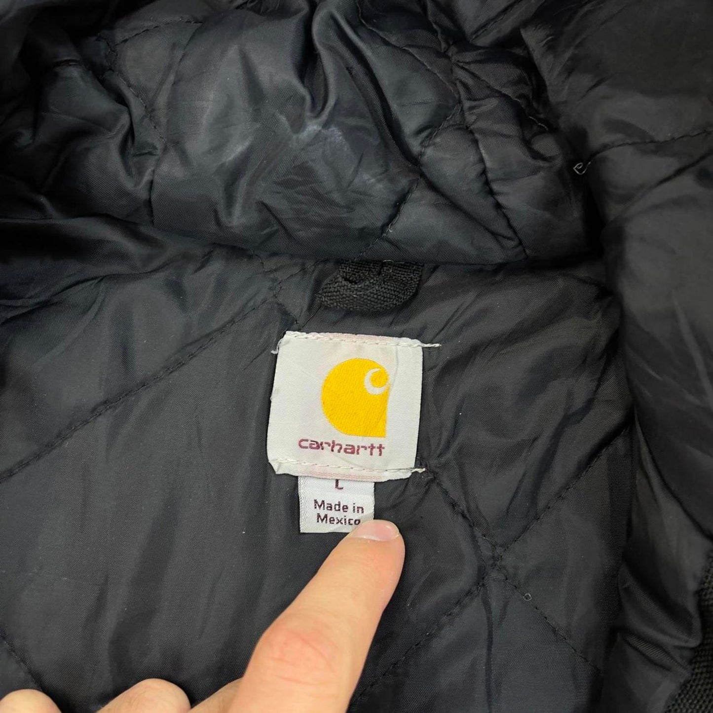 Black hooded Carhartt active jacket L 90s style canvas skater bomber