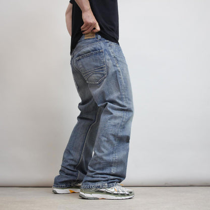 Mens Loose Express jeans W38 L34 blue bootcut Y2K style hip hop
