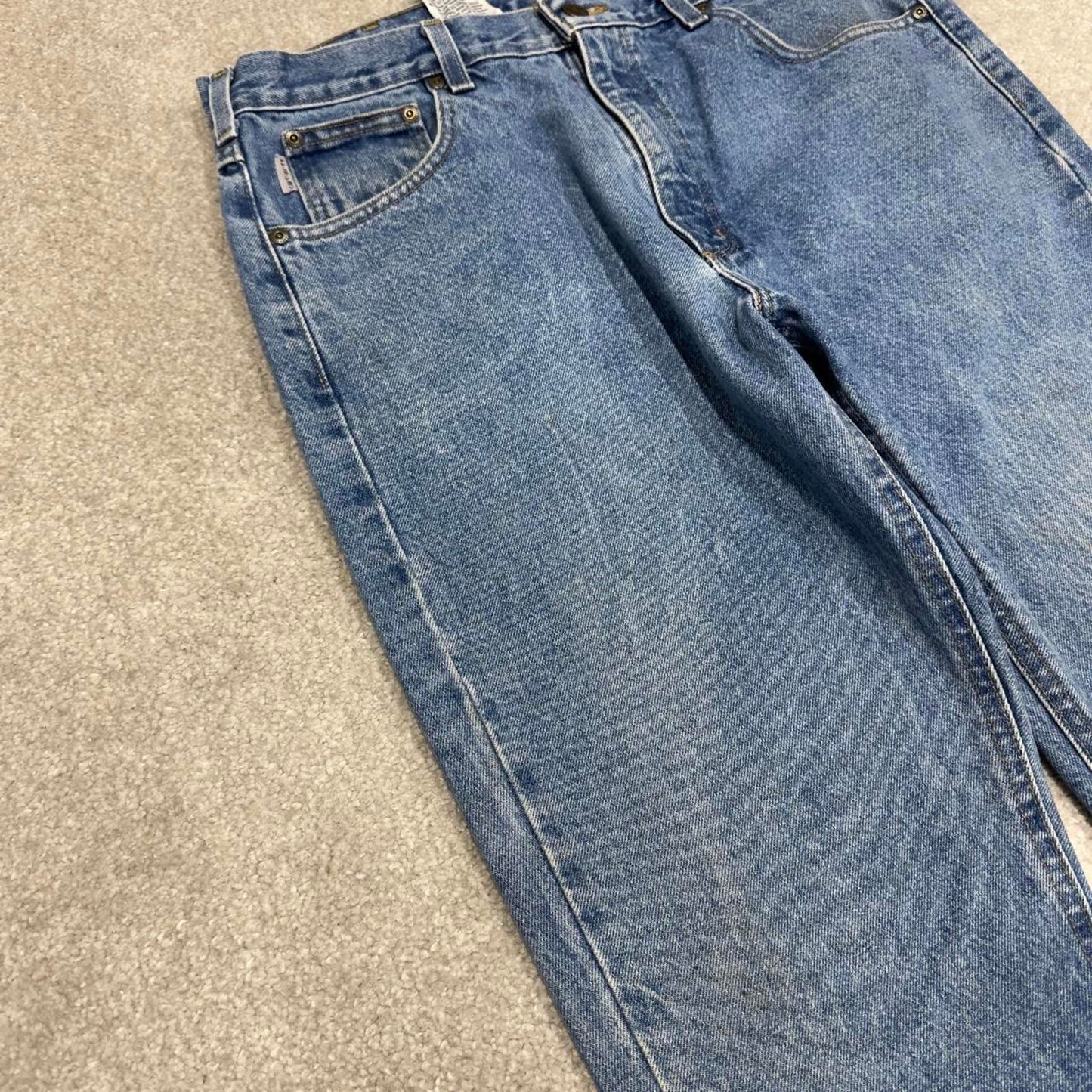 Vintage Carhartt jeans blue denim W35L30 90s skater style straight leg 5 pocket jeans workwear