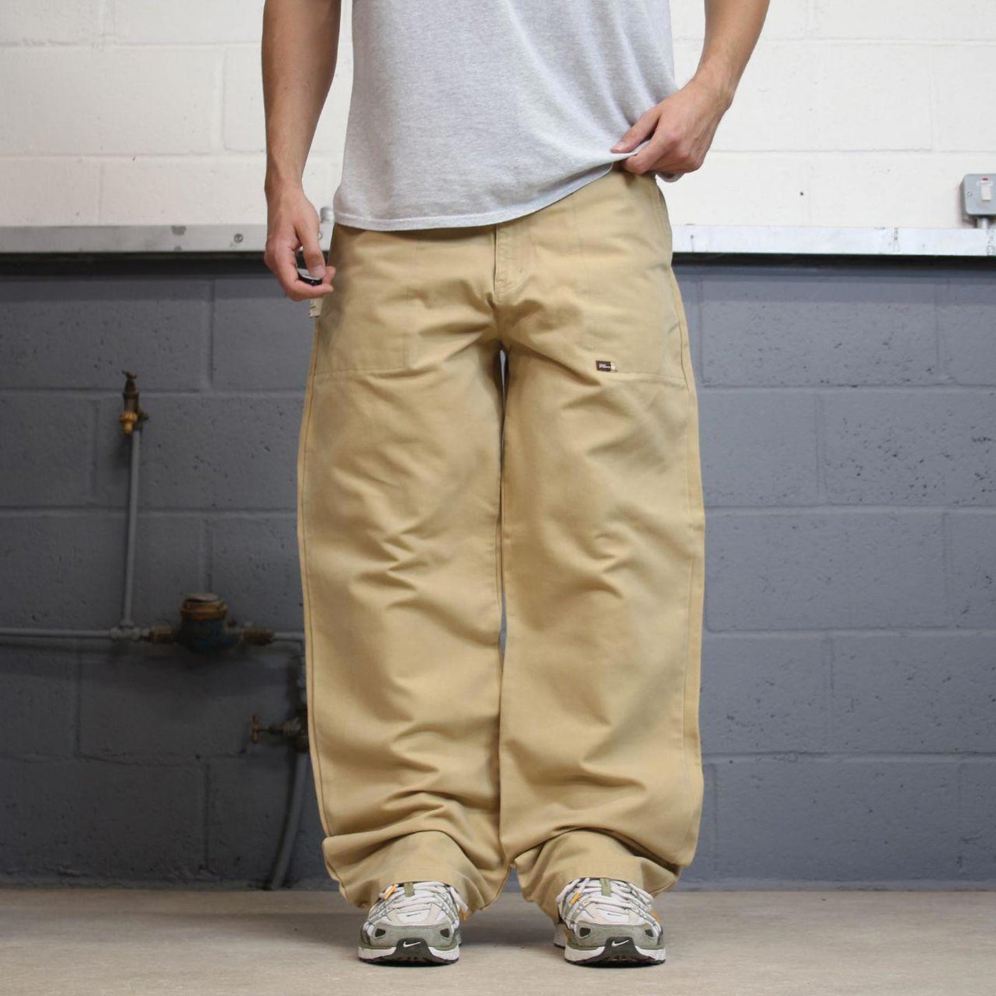 Y2K baggy jeans State Property W36L32 tan wide leg 90s skater style jeans casual streetwear autumn