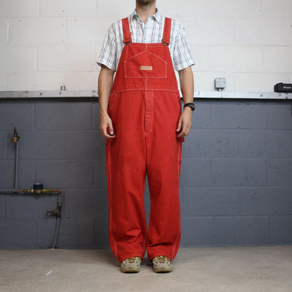 Vintage Big Mac baggy dungarees 00s denim overalls red Patch logos and adjustable straps