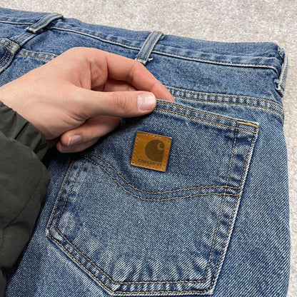 Y2K vintage Carhartt jeans fleece lined blue Loose thick warm denim skate style workwear pants