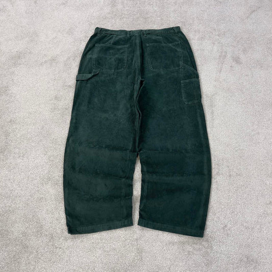 Green Venezia Jeans corduroy carpenter trousers W36L30 extra baggy cord pants 90s skate style