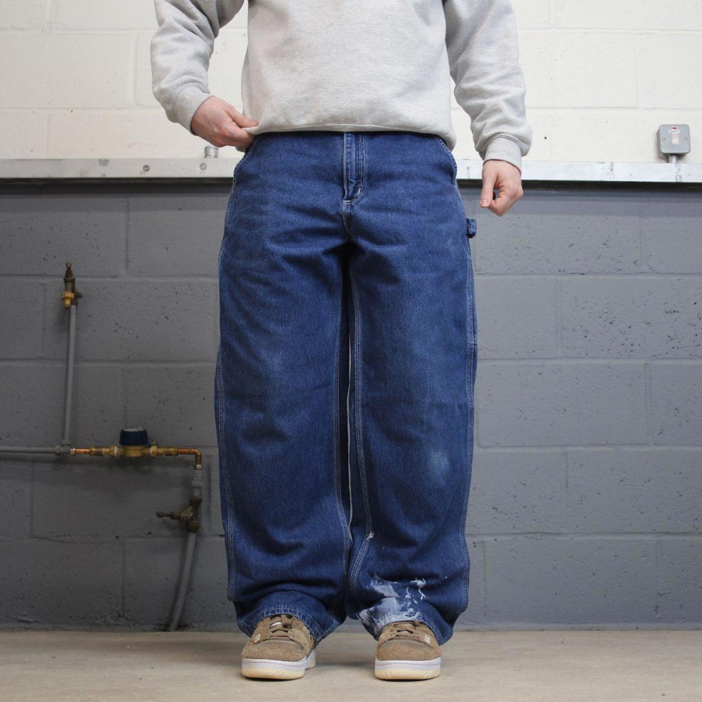 Y2K baggy Carhartt carpenter jeans blue Loose wide leg denim skate style workwear cargo pants