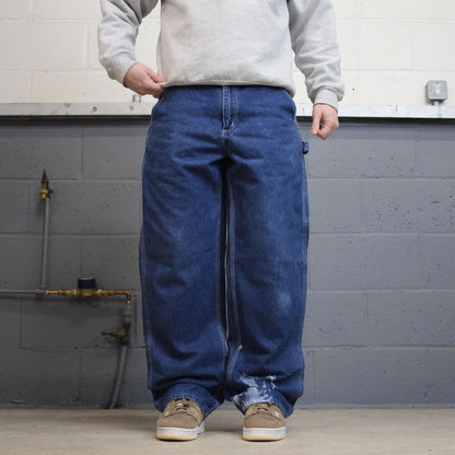 Y2K baggy Carhartt carpenter jeans blue Loose wide leg denim skate style workwear cargo pants