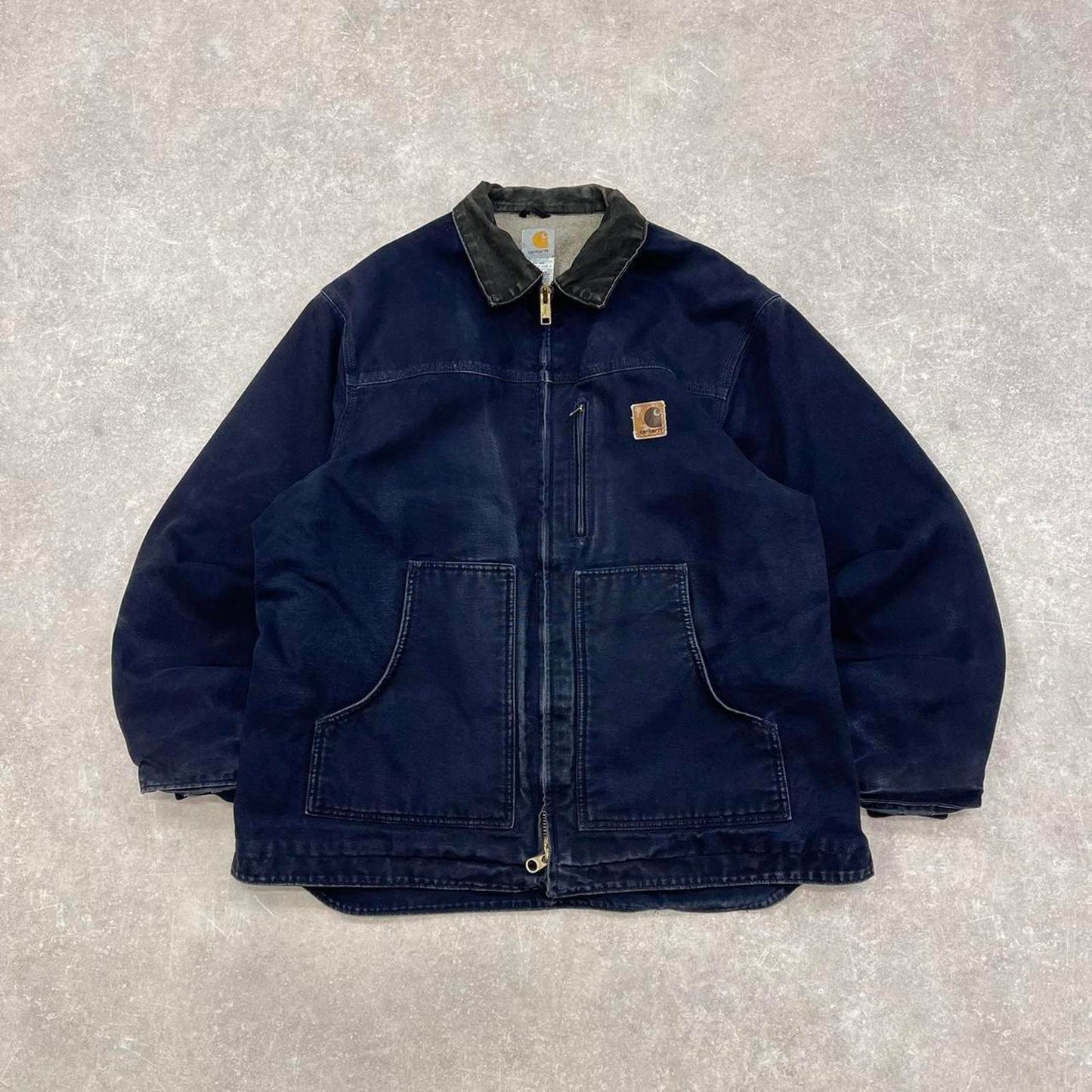 Vintage navy Carhartt Ridge jacket XL sherpa lined canvas over coat