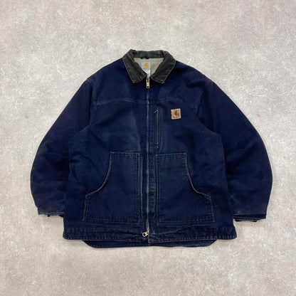 Vintage navy Carhartt Ridge jacket XL sherpa lined canvas over coat