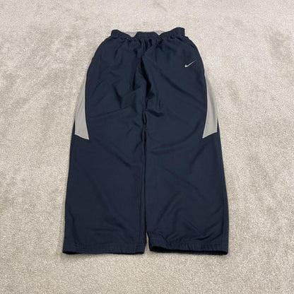 Nike tracksuit bottoms wide leg navy Floaty unlined embroidered side stripe track pants