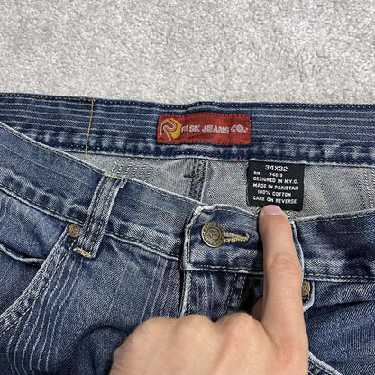 Risk baggy pinstripe shorts y2k blue Loose striped denim surf shorts