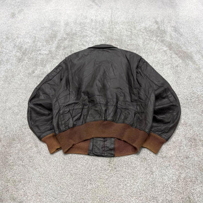 Vintage leather flight aviator bomber jacket brown Banana Republic boxy genuine leather coat