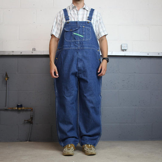 Vintage y2k denim dungarees loose fit blue Key workwear bib & brace overalls utility