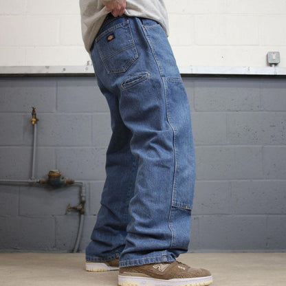 Dickies double knee carpenter jeans W36L32 baggy blue denim cargo skater style jeans