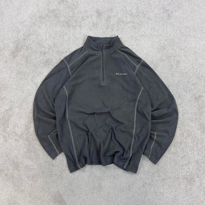 Grey Columbia technical fleece Medium 1/4 zip up y2k style lightweight autumn outdoors wear casual