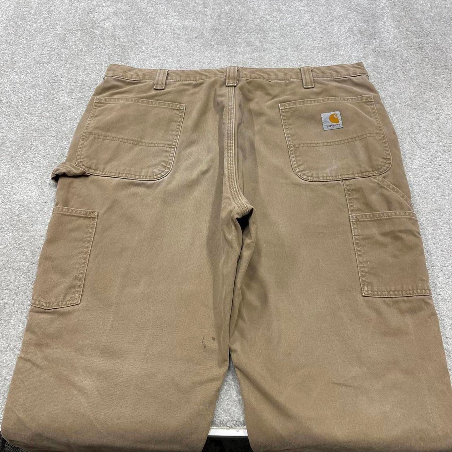 Y2K Carhartt carpenter pants checkered lining beige Loose relaxed fit skate style workwear pants