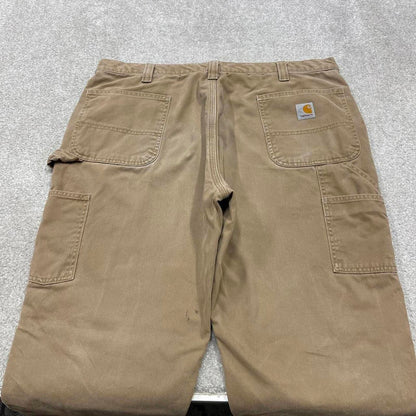 Y2K Carhartt carpenter pants checkered lining beige Loose relaxed fit skate style workwear pants