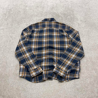 Checkered plaid flannel shirt autumnal XL navy Lucky Brand men's long sleeve button up y2k style