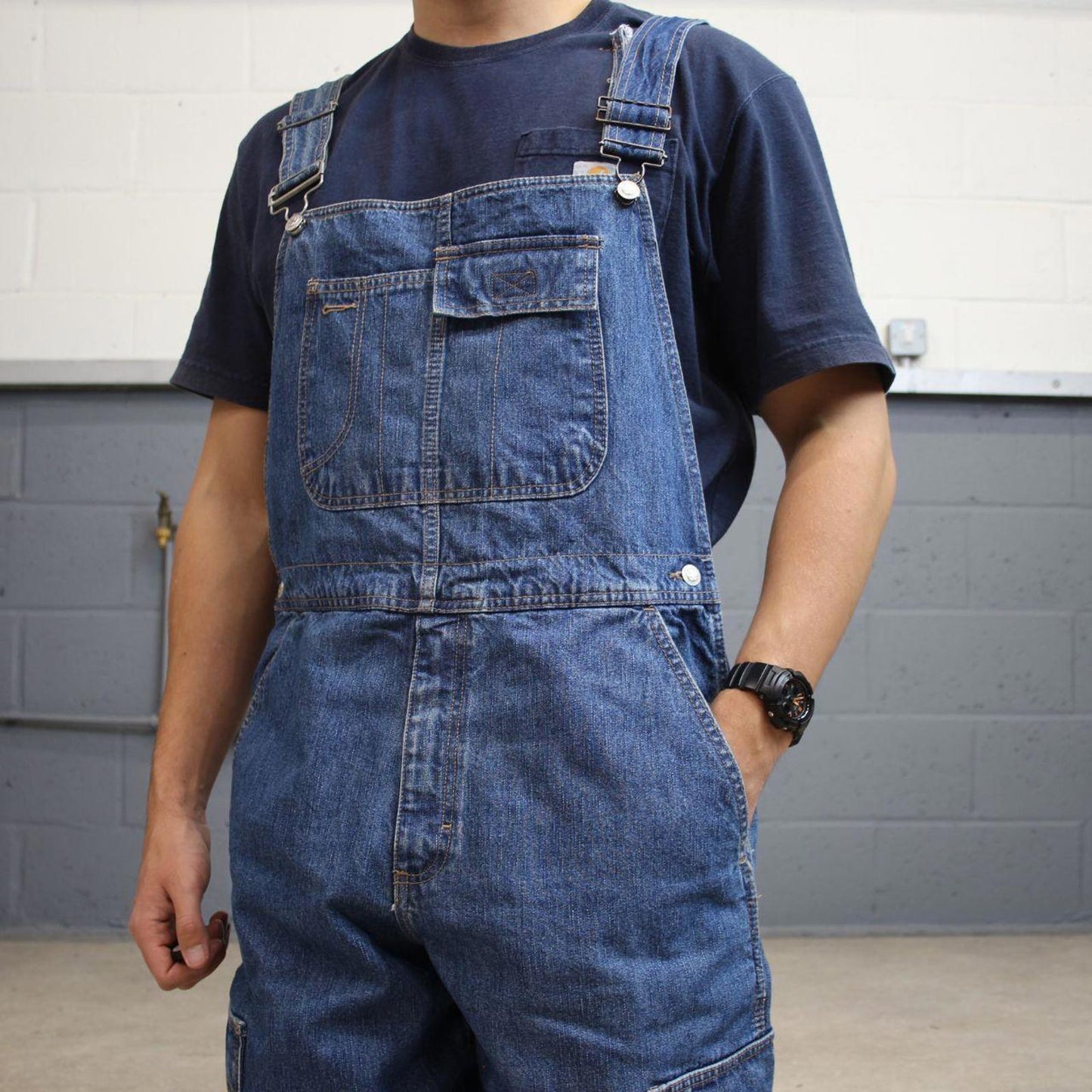 Vintage Faded Glory dungarees Large W38L33 blue mens denim overalls