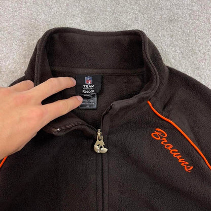 Brown Reebok fleece Large women's full zip up y2k style autumn Cleveland Brown's Team Apparel NFL