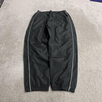 Y2K baggy Reebok tracksuit bottoms black L Wide leg lined casual embroidered side stripe track pants