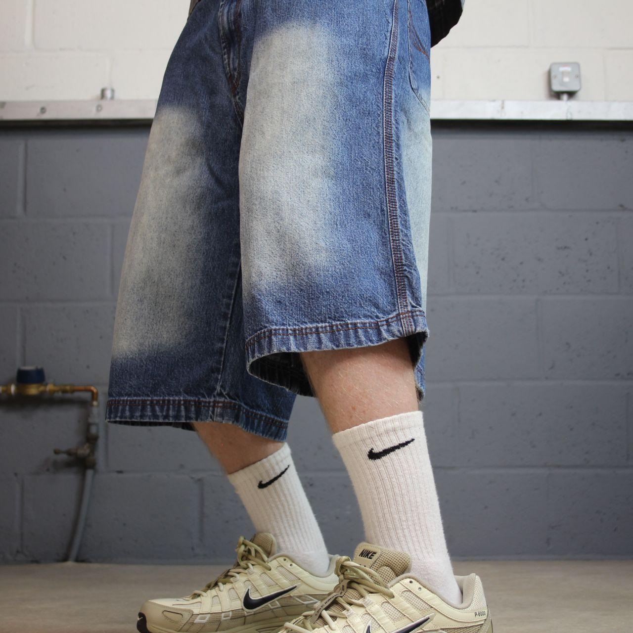 Jordan Craig long baggy denim shorts y2k blue Loose fit surf style summer festival jorts